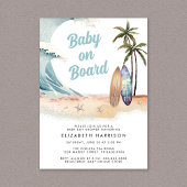 Baby an Bord Beach Surf Baby Dusche Einladung