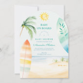 Baby an Bord Beach Surf Baby Dusche Einladung (Vorderseite)