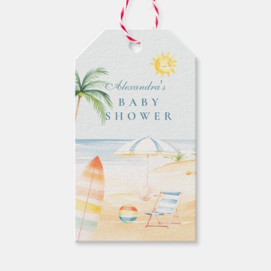 Baby an Bord Beach Surf Baby Dusche Geschenkanhänger (Vorderseite)