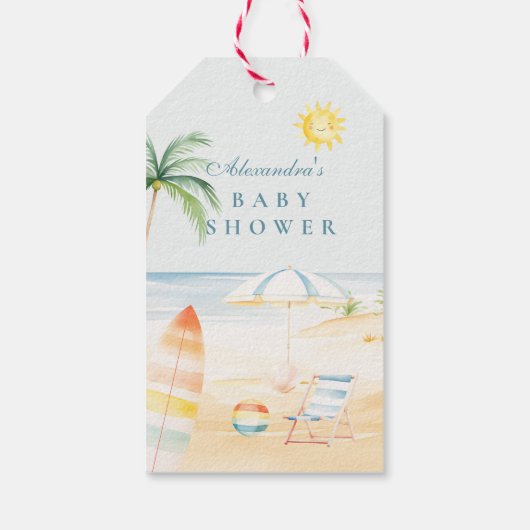 Baby an Bord Beach Surf Baby Dusche Geschenkanhänger (Rückseite)