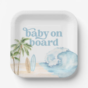 Baby an Bord Beach Surf Baby Dusche Pappteller