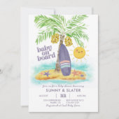 Baby an Bord | Beach Surf Baby Shower Einladung (Vorderseite)