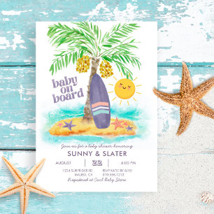 Baby an Bord   Beach Surf Baby Shower Einladung