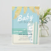 Baby an Bord Beach Surf Boy Baby Dusche Einladung (Stehend Vorderseite)