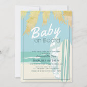 Baby an Bord Beach Surf Boy Virtual Baby Dusche Einladung (Vorderseite)