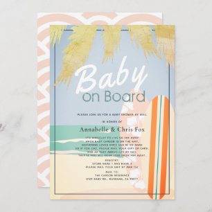 Baby an Bord Beach Surf Girl Baby Showroom mit E-M Einladung