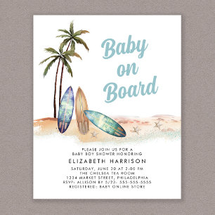 Baby an Bord Beach Surf Kinderdusche Einladung