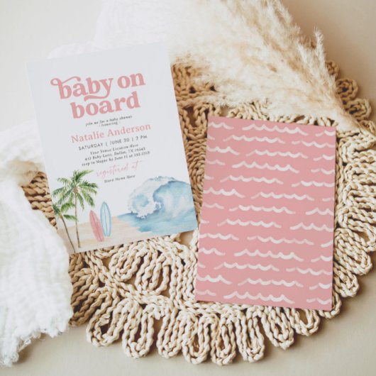 Baby an Bord Beach Surf Kinderdusche Einladung
