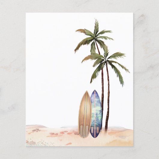 Baby an Bord Beach Surf Kinderdusche Einladung (Rückseite)