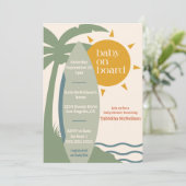 "Baby an Bord" Beach Surfing Ocean Baby Shower Einladung (Stehend Vorderseite)