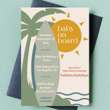 "Baby an Bord" Beach Surfing Ocean Baby Shower