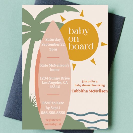 "Baby an Bord" Beach Surfing Ocean Baby Shower Einladung