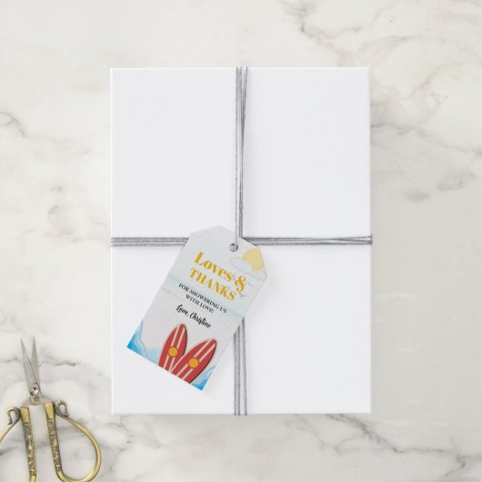 Baby an Bord Beachvolleydusche Danke Geschenkanhänger (Mit Garn)