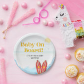 Baby an Bord Beachvolleydusche Danke Pappteller (Party)