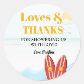 Baby an Bord Beachvolleydusche Danke Runder Aufkleber (Vorderseite)