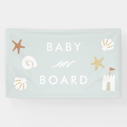"Baby an Bord" Blue Beach Pool Baby Dusche Banner (Horizontal)