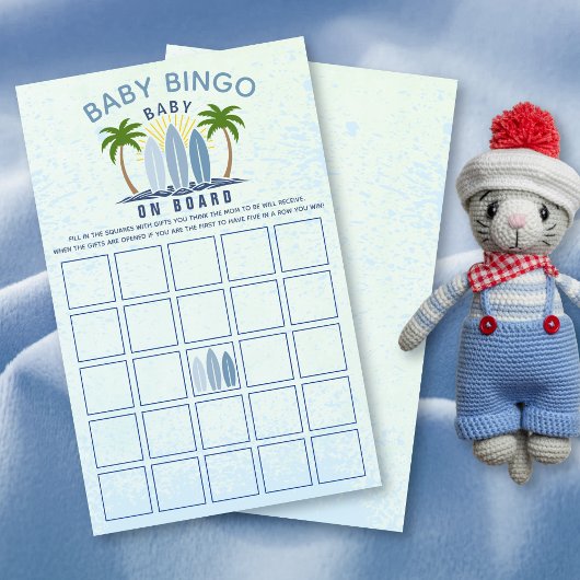 Baby an Bord Blue Boy Baby Dusche Baby Bingo Spiel Flyer