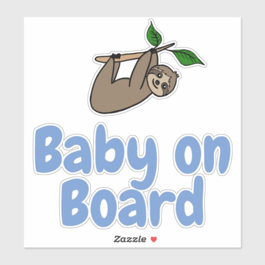 Baby an Bord Blue Niedlich Sloth Aufkleber (Blatt)