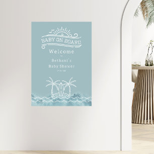 Baby an Bord Blue Surf Baby Dusche Willkommen Poster