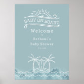 Baby an Bord Blue Surf Baby Dusche Willkommen Poster (Vorne)