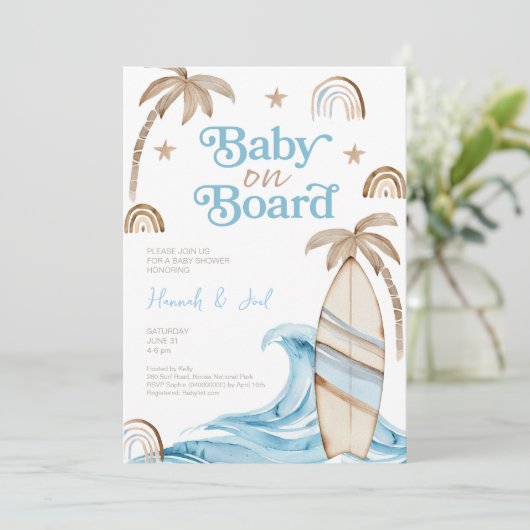 Baby an Bord Boy Boho Kinderdusche Einladung (Stehend Vorderseite)