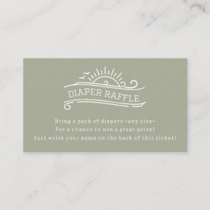Baby an Bord Diaper Raffle Green Baby Dusche Begleitkarte