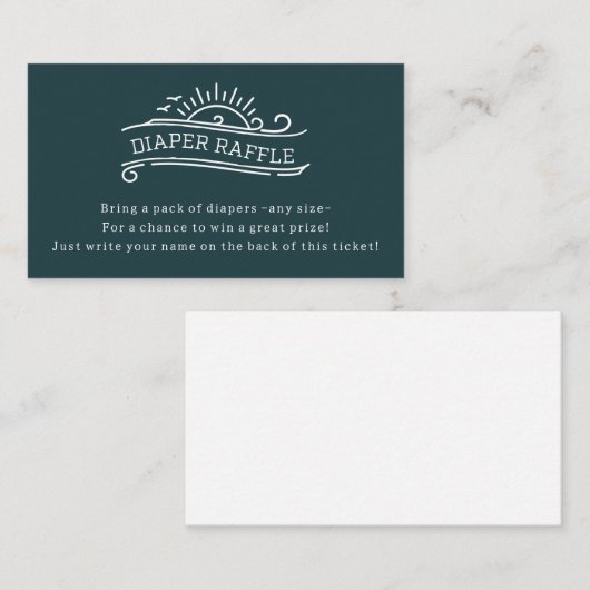 Baby an Bord Diaper Raffle Slate Blue Baby Dusche Begleitkarte (Vorne/Hinten)