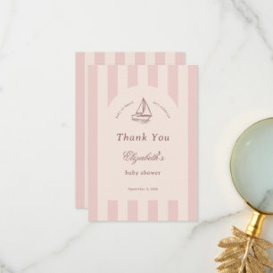 Baby an Bord Elegante rosa Segeljacht Baby Shower Dankeskarte