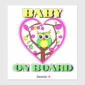 Baby an Bord - farbenfrohe Eule - Fahrzeugheck Aufkleber (Blatt)