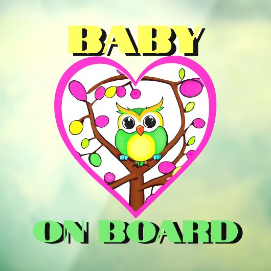 Baby an Bord - farbenfrohe Eule - Fahrzeugheck Fensteraufkleber (Blatt 3)