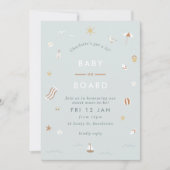 "Baby an Bord" Gingham Beach Themed Baby Dusche Einladung (Vorderseite)