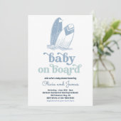 Baby an Bord Moderne Surf Beach Baby Dusche Einladung (Stehend Vorderseite)