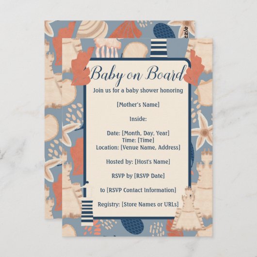 Baby an Bord Nautical Baby Boy Dusche Postkarte (Vorne/Hinten)