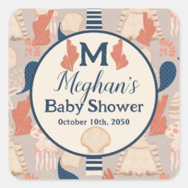 Baby an Bord Nautical Baby Dusche Quadratischer Aufkleber