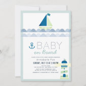 Baby an Bord Nautical Blue Boy Baby Dusche Einladung (Vorderseite)