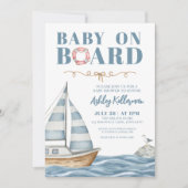 Baby an Bord Nautical Boy Babydusche Einladung (Vorderseite)