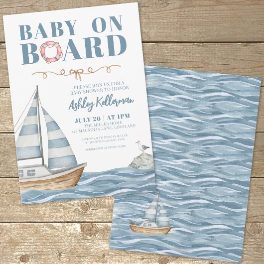 Baby an Bord Nautical Boy Babydusche Einladung