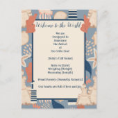 Baby an Bord Nautical Boy Geburtsankündigung Postkarte (Vorderseite)