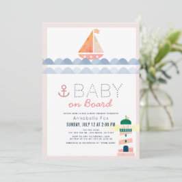 Baby an Bord Nautical Pink Girl Baby Dusche Einladung