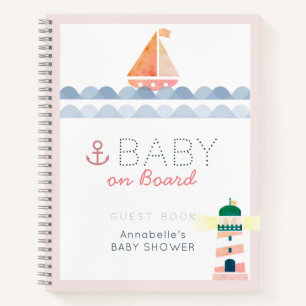 Baby an Bord Nautical Rosa Babyparty-Gästebuch Notizblock