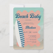 Baby an Bord Navy Stripe Beach Baby Dusche Einladung (Vorderseite)