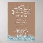 Baby an Bord Neutral Surf Baby Dusche Willkommen Poster (Vorne)