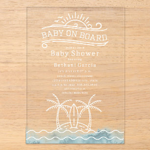 Baby an Bord Ozeanwellen Neutrale Babyparty Acryleinladungen