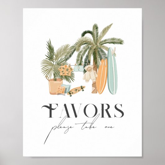 Baby an Bord Palm Tree Surf Baby Duschfavoriten Poster (Vorne)