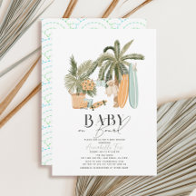 Baby an Bord Palm Tree Surfboard Baby Dusche