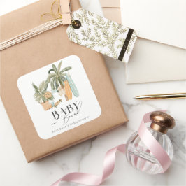Baby an Bord Palm Tree Surfboard Baby Dusche Quadratischer Aufkleber