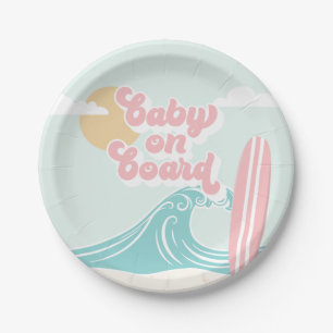 Baby an Bord Pink Beach Baby Dusche Pappteller