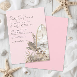 Baby An Bord Pink Boho Strand Babyparty Einladung