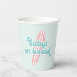Baby an Bord Pink Surf Beach Baby Dusche Pappbecher