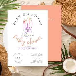 Baby an Bord Pink Surfboard Baby Gir Dusche Einladung